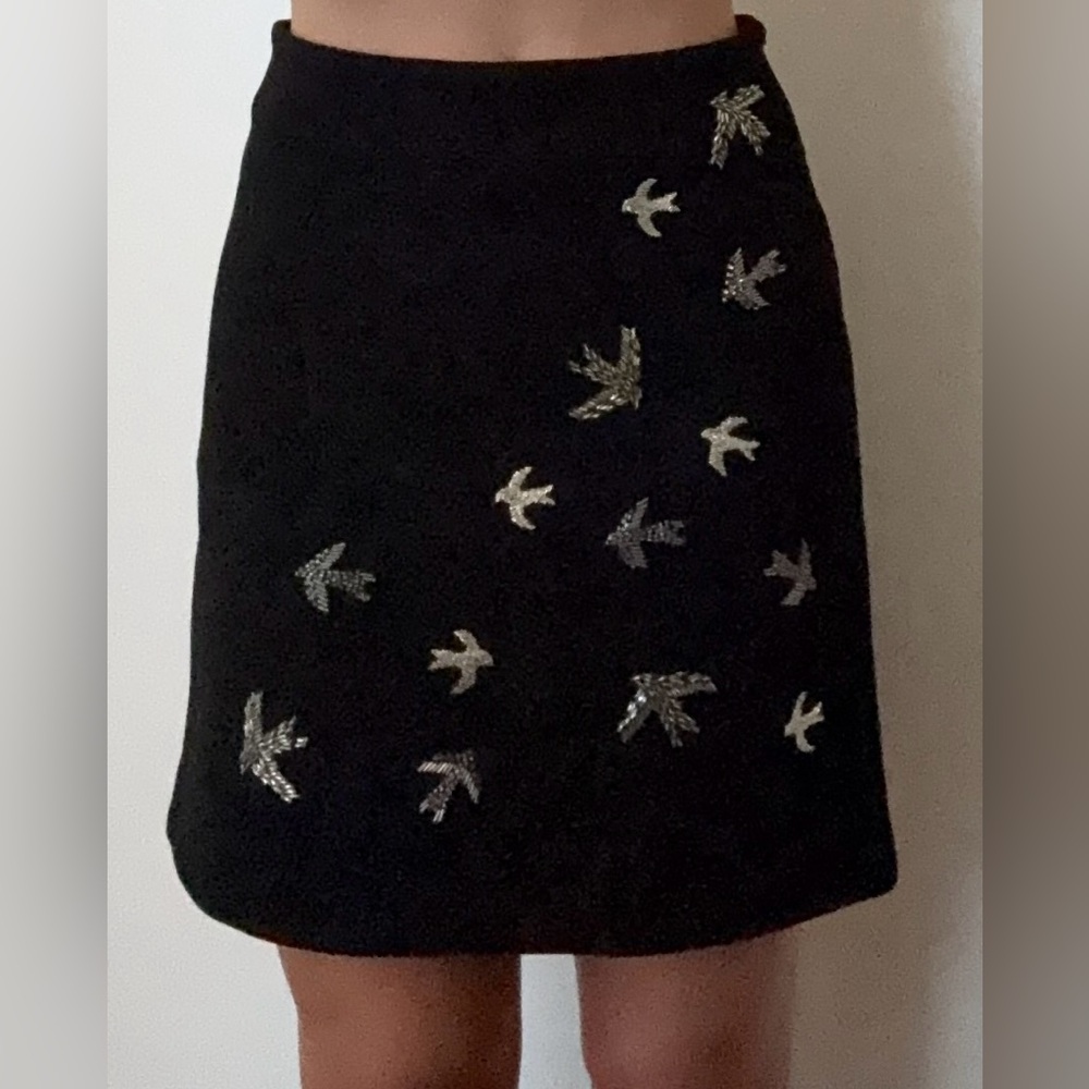& Other Stories Black Skirt with Silver Bird Accents